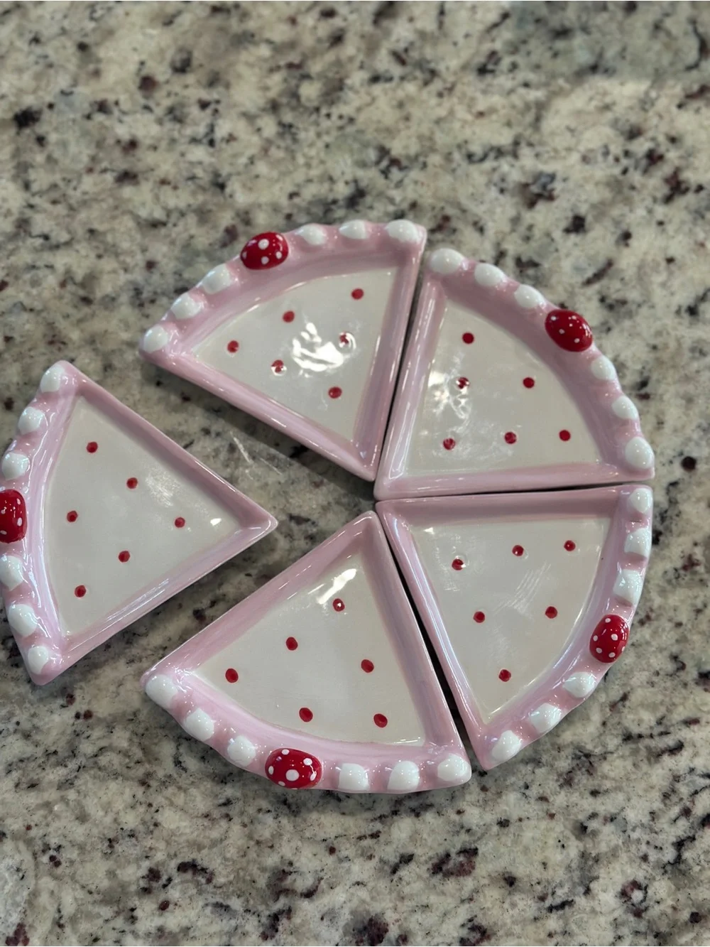 Coquette Ceramic Cake Dessert Plate Set with Strawberries - Hand Painted